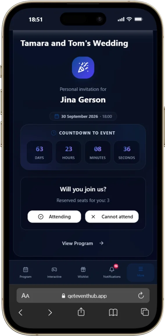 Digital invitation and attendance confirmation