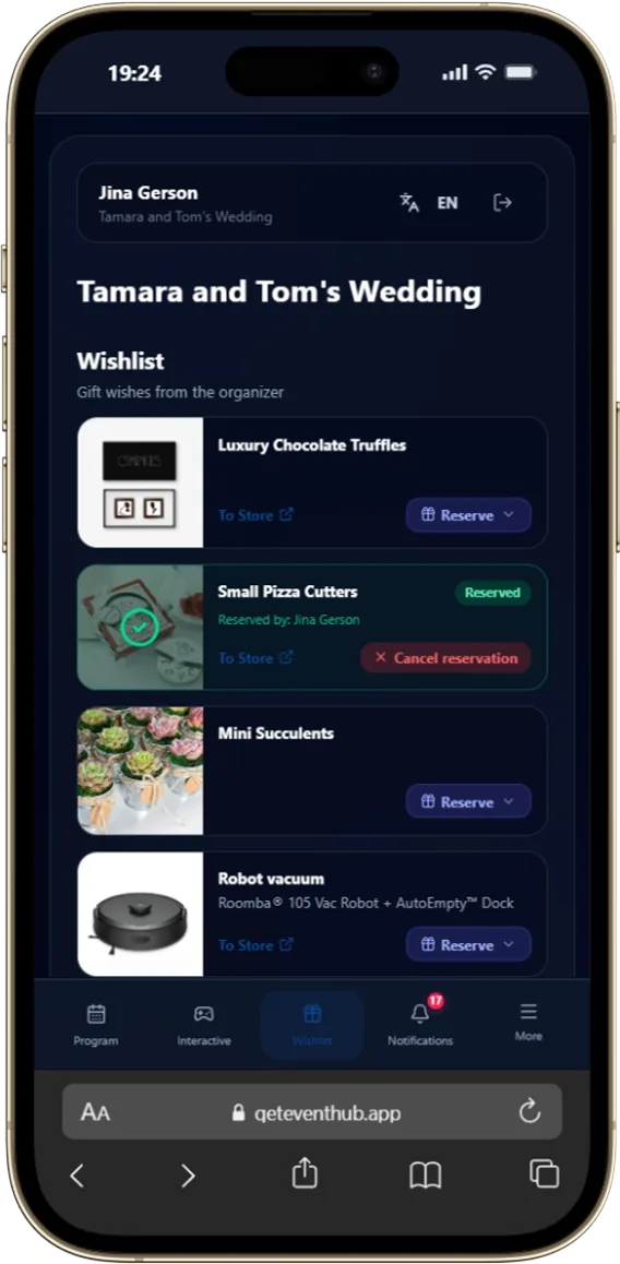 Gift Wishlist & Reservations